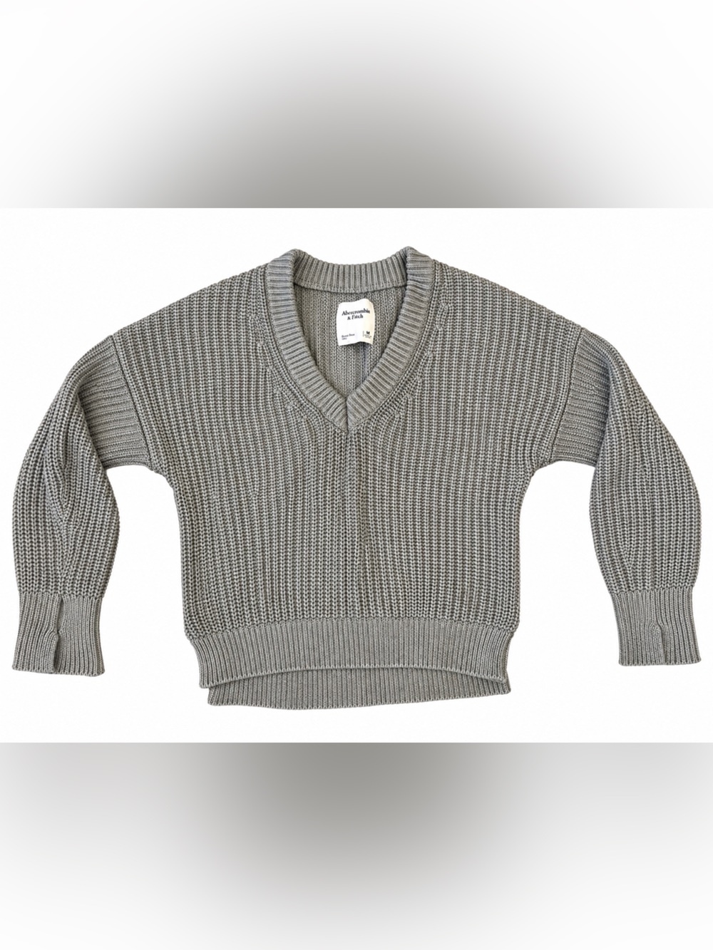 Abercrombie & Fitch Women's Ribbed V-Neck Sweater in Green